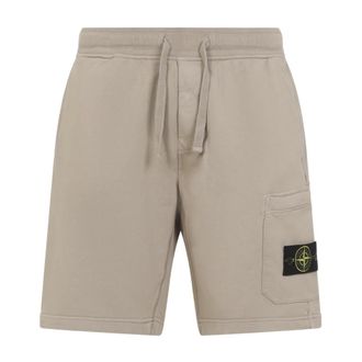Stone Island Casual Shorts, male, Beige, Size: S Desert Sand Cotton Shorts