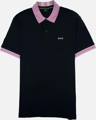 HUGO BOSS Mens Hugo Boss Paddy 8 Contrast Collar Polo Navy 402 - Black - Size: 48