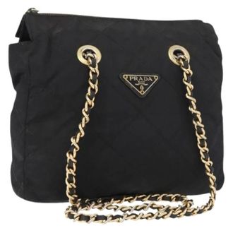 Prada Pre-owned Shoulder Bags, female, Black, Size: ONE SIZE Pre-owned Vintage Nylon Shoulder Bag