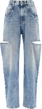 Maison Margiela Cut-Out Jeans - Dames - Loose Fit Jeans - Blauw - 3XS - Katoen - Jeans