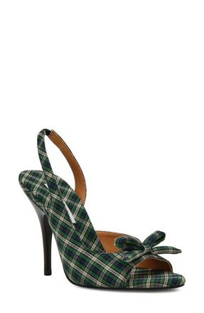 Steve Madden Flounce Slingback Sandal in Green Plaid at Nordstrom, Size 6