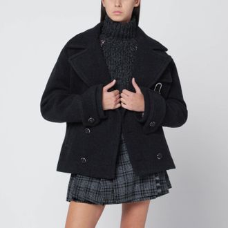 Durazzi Milano Cappotto grigio scuro m&eacute;lange in lana