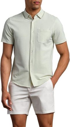 Rhone Commuter Seersucker Short Sleeve Button-Up Shirt in Cool Mint at Nordstrom, Size Large