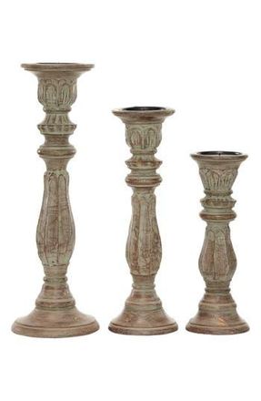 Uma Brown Mango Wood Traditional Candle Holder - Set of 3 at Nordstrom Rack