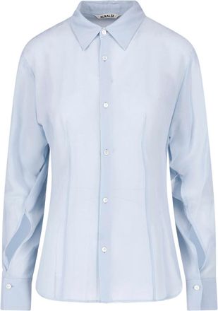Auralee Light Blue Silk Georgette Blouse