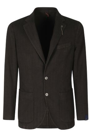 Santaniello Dark Brown Resca Frosted Cashmere-Cotton Blazer
