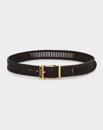 Ferragamo Men & apos;s Adjustable Cutout Leather Belt