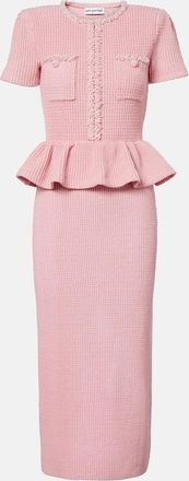 Self Portrait Waffle-knit peplum midi dress