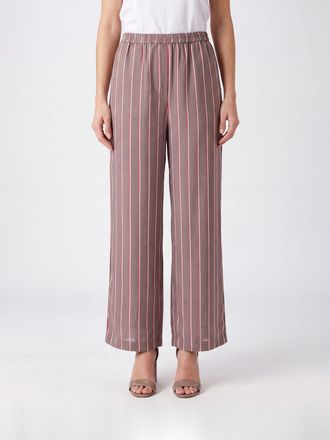 Frankie Shop Pantaloni palazzo a righe in misto seta con vita alta