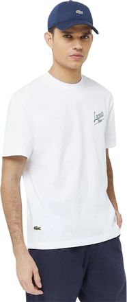 Lacoste Heren Heritage T-shirt van organisch katoen (Wit)