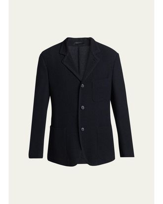 Giorgio Armani Mens Wool Textured Knit Blazer
