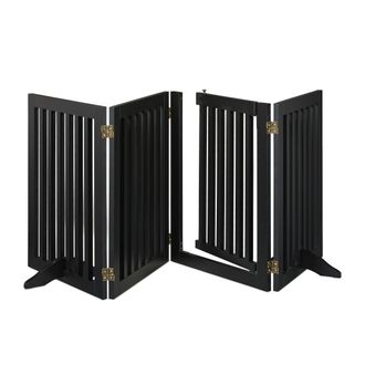 Relaxdays Relaxdays Barrera Seguridad Ni&ntilde;os, Valla Protectora Beb&eacute;s Y Mascotas, 4 Paneles, Con Puerta, Plegable, 70x207 Cm, Negra