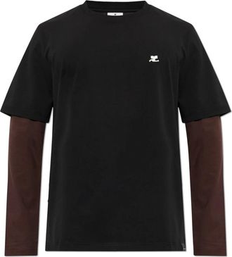 Courr&egrave;ges T-shirt met lange mouwen - Heren - Longsleeves - Zwart - M - Katoen - Tops