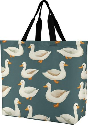 Generic Ducks Pattern Reusable Shopping Bags Large Capacity Grocery Bag Heavy Duty Tote for Women 40x40x16cm