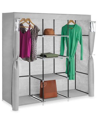 Whitmor Covered Wardrobe With Storage Shelves