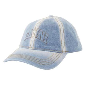 Ganni Accessoires, Dames, Blauw, ONE Size, Katoen, Katoenen hoeden