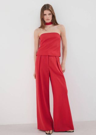 Mango Top in lyocell con spalline e collo a giro rosso - Donna - XXS - MANGO