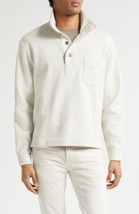 Tom Ford Cotton, Silk & Cashmere Half Button Pullover in Moon at Nordstrom, Size 44 Us