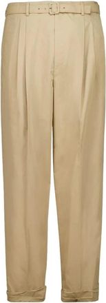 Saint Laurent Slim-Fit Technische Katoenen Broek - Heren - Nette broeken - Beige - XL - Katoen - Broeken