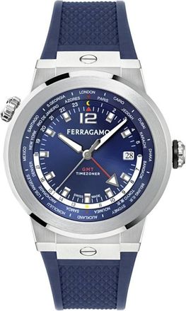 Ferragamo F-80 GMT Quartz Blue Dial Mens Watch SFHA00124