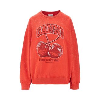 Ganni Cotton sweatshirt with Cherry print Woman XS