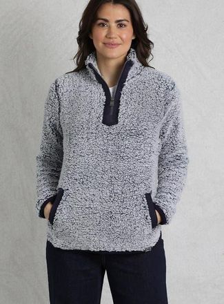 Weird Fish Madi Cozy 1/4 Zip Fleece Sweatshirt in Navy at Nordstrom, Size 12