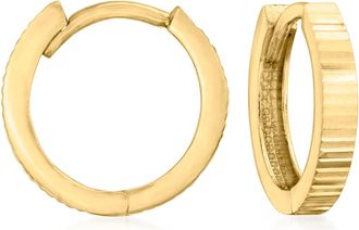 RS Pure by Ross-Simons 14kt Yellow Gold Diamond-Cut Huggie Hoop Earrings