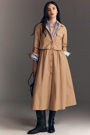 Derek Lam Janine Poplin Trench Midi Dress