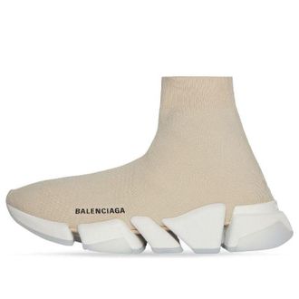 Balenciaga (WMNS) Balenciaga Speed 2.0 Trainers Rib-Knit Light Beige 654045W2DI29195