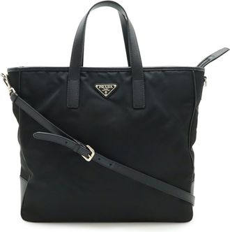 Prada Black Nero Nylon Shoulder Bag Tote Bag (Pre-Owned)