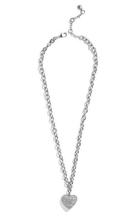 BaubleBar Millie Crystal Heart Pendant Necklace in Silver at Nordstrom