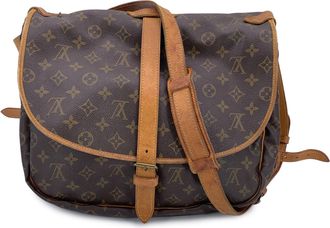 Louis Vuitton Pre-owned Womens Vintage Cloth Crossbody Bag Saumur - Brown Cotton - One Size