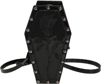 Generic Women Coffin Satchel Purse Strap Adjustable Gothic Crossbody Bag PU Leather Spider Crossbody Pouch Y2K Cellphone Bag Halloween Sling Purse (Style 2)