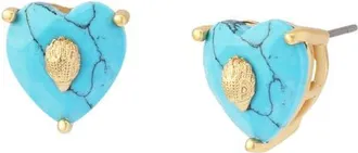 Kurt Geiger Crystal Heart Stud Earrings in Turquoise at Nordstrom