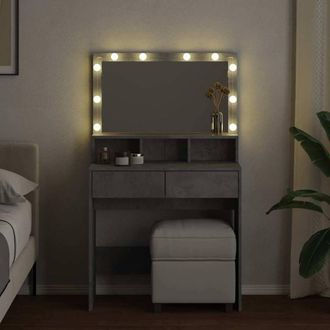 Berkfield Home Beautiful Dressing Table with LED Concrete Grey 80x41x134.5 cm