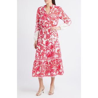 Lilly Pulitzer Axton Print Long Sleeve Maxi Dress in Coconut Spicy Socialite at Nordstrom, Size 10