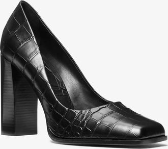 Michael Kors Jeanne Crocodile Embossed Leather Pump