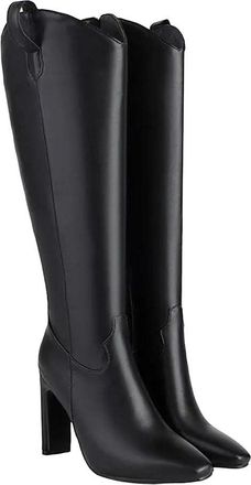 Generic Womens Pointed Toe Side Zipper Knee High Boots Square Heel Fashion Commuting Long Booties