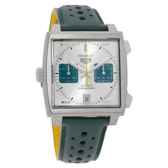 Tag Heuer Monaco Chronograph Automatic Silver Dial Mens Watch CAW218E.FC6565