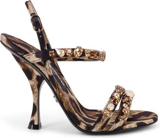 Dolce & Gabbana Satin Sandals With Animal Print-Donna