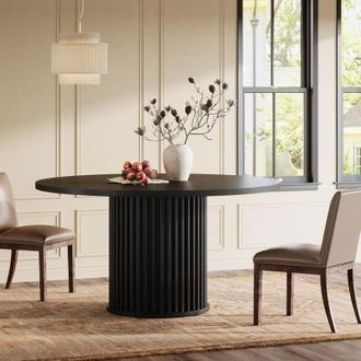 Tribesigns Tribesigns Tavolo Da Pranzo Rotondo, Tavolo Cucina Da 120cm Con Piano In Legno E Base In Metallo Per 4 Persone, Moderno Nero (Nero)