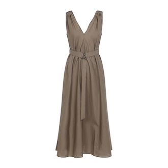Brunello Cucinelli Brunello Cucinelli, Maxi Dresses, female, Brown, Size: XS Duna Cotton Dress