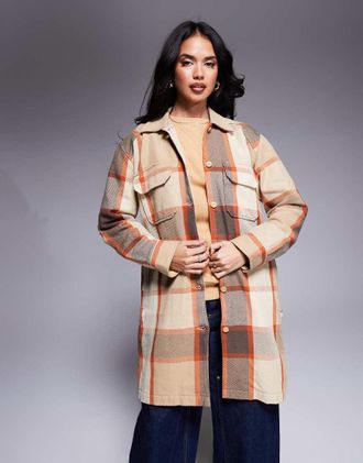 The North Face Valley twill utility coat in beige multi