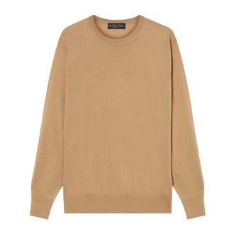 Brooks Brothers Truien & Vesten, Heren, Bruin, XL, Wol, Merino Wol Trui met Ronde Hals