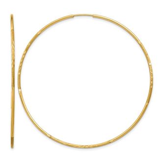 Diamond2Deal 14k Yellow Gold 1.25mm Diamond-cut Round Hoop Earrings 58 mm
