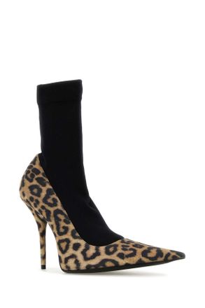 Balenciaga Womens Printed Suede Avenue Sock Pumps Leopardblack Scarpe Con Tacco