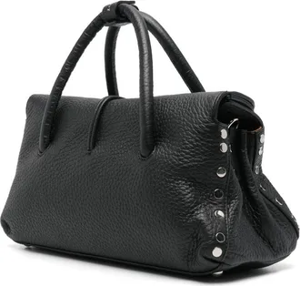 Zanellato Pebbled Leather Top Handle Bag - Black