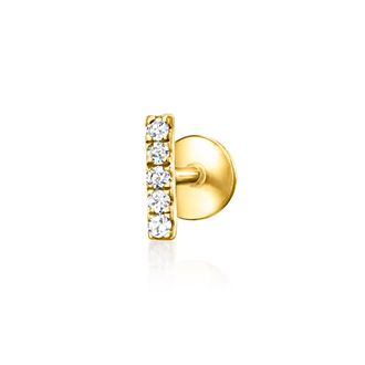 RS Pure by Ross-Simons Diamond Bar Single Flat-Back Stud Earring in 14kt Yellow Gold