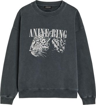Anine Bing Spencer Printed Cotton Sweatshirt - Black - S (UK8-10 / S)
