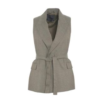 Liu Jo Vests, female, Brown, Size: XL Elegant Shawl Collar Houndstooth Waistcoat